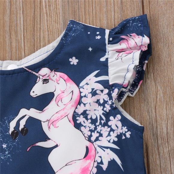 NWT UNICORN toddler girl party Dress short sleeve - Picture 4 of 5